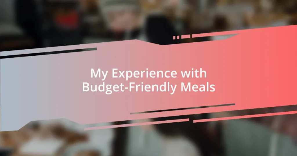 My Experience with Budget-Friendly Meals