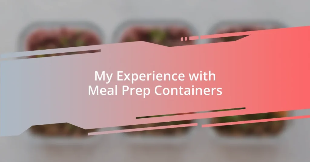 My Experience with Meal Prep Containers