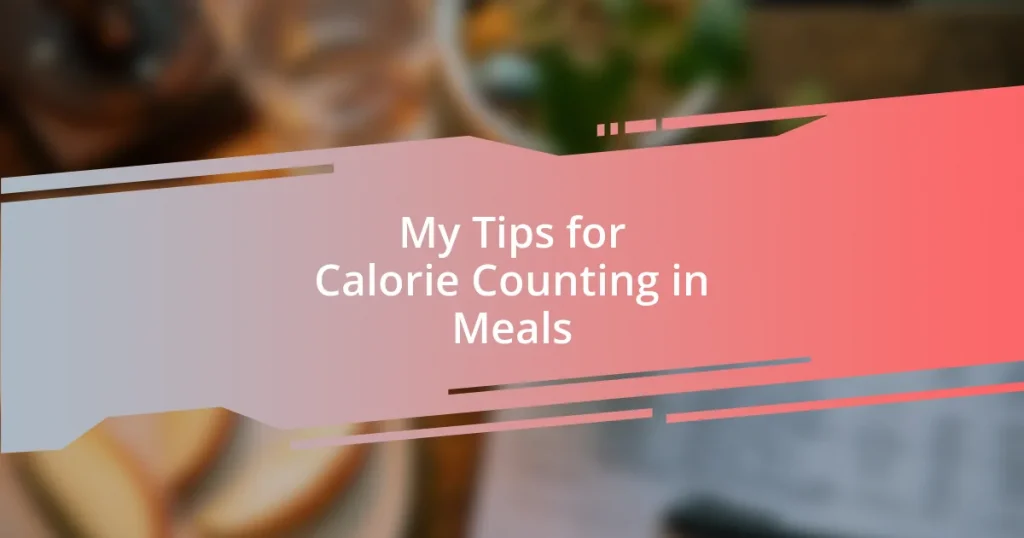 My Tips for Calorie Counting in Meals